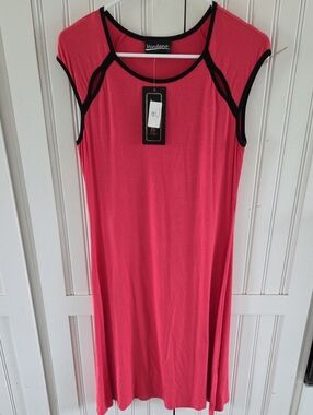 Vandana Womens Dress M Salmon Pink/ Black NWT